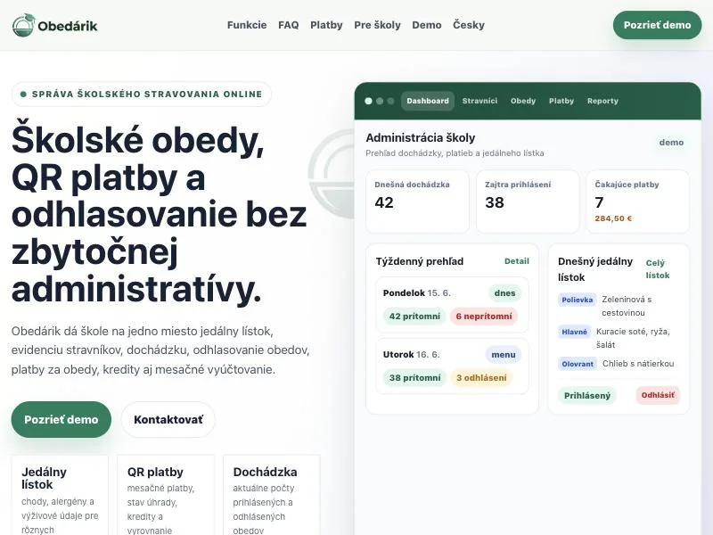 Obedárik – školské obedy online